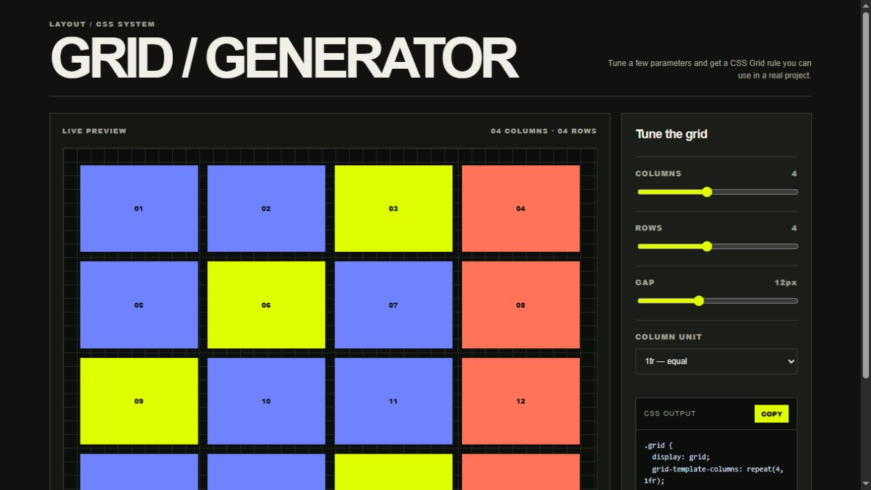 GRID / GENERATOR Demo 界面